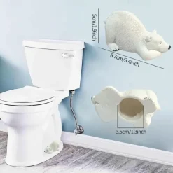White Bear Toilet Bolt Caps Decorative & Durable Resin Cute Bolts Covers Set