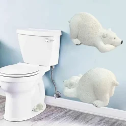 White Bear Toilet Bolt Caps Decorative & Durable Resin Cute Bolts Covers Set