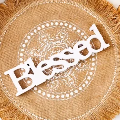 White "Blessed" Letter Tabletop Decor, PVC Freestanding Letter Sign, Warm Indoor Decoration for Wedding, Valentine's Day, Anniversary, Party, and Home Table Display