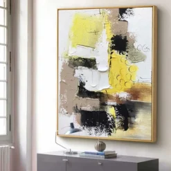 White Gray Yellow Textured Painting Large Colorful Abstract Painting Texture Abstract Painting Colorful Knife Painting Hand-painted Abstract Art Large Canvas Art Boho Decor