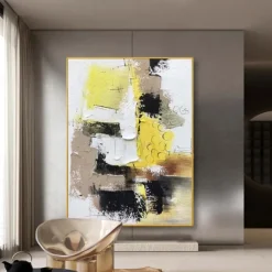 White Gray Yellow Textured Painting Large Colorful Abstract Painting Texture Abstract Painting Colorful Knife Painting Hand-painted Abstract Art Large Canvas Art Boho Decor