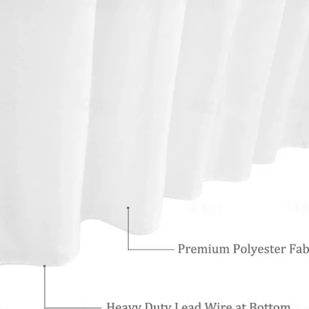 White Shower Curtain Liner White Water Repellent Weighted Fabric 180cm*180cm(70"*70") for Bathroom Hotel Spa, Odorless, Washable