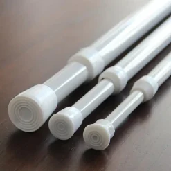 White Tension Curtain Rod Spring Rods Expandable Curtain Rod Adjustable, for Bathroom, Kitchen, Window, Cupboard, Wardrobe, Bookshelf DIY Projects