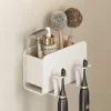 White Toothbrush Rack Bathroom Toilet Non Perforated Wall Mounted Electric Mouthwash Cup Brush Cup Wall Mounted Space Aluminum Storage Rack