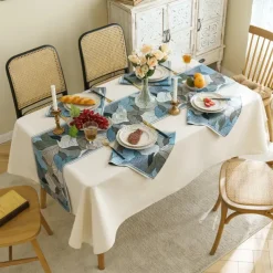 Wide Border Jacquard Table Runner with Messy Colorful Leaves 71/79/87inch Long