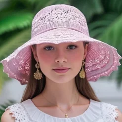 Wide Brim Straw Sun Hat for Women, Floppy Beach Hat with Bowknot, UV Protection Summer Hat, Foldable Outdoor Travel Visor
