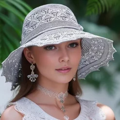 Wide Brim Straw Sun Hat for Women, Floppy Beach Hat with Bowknot, UV Protection Summer Hat, Foldable Outdoor Travel Visor