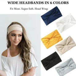 Wide Headbands For Women Non Slip Soft Elastic Hair Bands Yoga Running Sports Workout Gym Head Wraps Knotted Cotton Cloth African Turbans Bandana