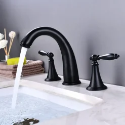 Widespread Bathroom Faucet Sink Mixer Basin Taps, Twin Handle Vessel Tap with Cold and Hot Hose