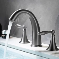 Widespread Bathroom Faucet Sink Mixer Basin Taps, Twin Handle Vessel Tap with Cold and Hot Hose