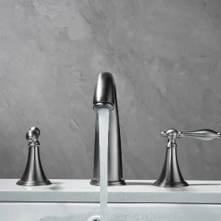 Widespread Bathroom Faucet Sink Mixer Basin Taps, Twin Handle Vessel Tap with Cold and Hot Hose