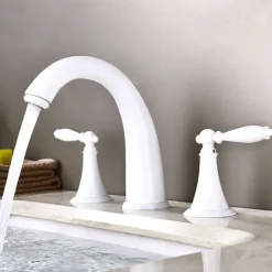 Widespread Bathroom Faucet Sink Mixer Basin Taps, Twin Handle Vessel Tap with Cold and Hot Hose