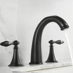 Widespread Bathroom Faucet Sink Mixer Basin Taps, Twin Handle Vessel Tap with Cold and Hot Hose