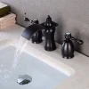 Widespread Bathroom Sink Faucet,Two Handle Three Holes Waterfall Electroplated Bath Taps