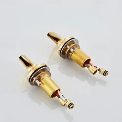 Widespread Bathroom Sink Mixer Faucet, 3 Hole 2 Handle Brass Valve Deck Mounted Basin Taps with Hot and Cold Hose, Vessel Water Tap