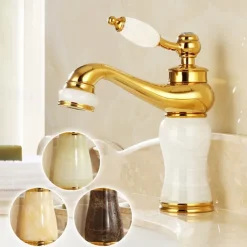 Widespread Bathroom Sink Mixer Faucet - Electroplated Centerset Handle One HoleBath Taps, Brass Basin Taps Single Handle with Hot and Cold Hose