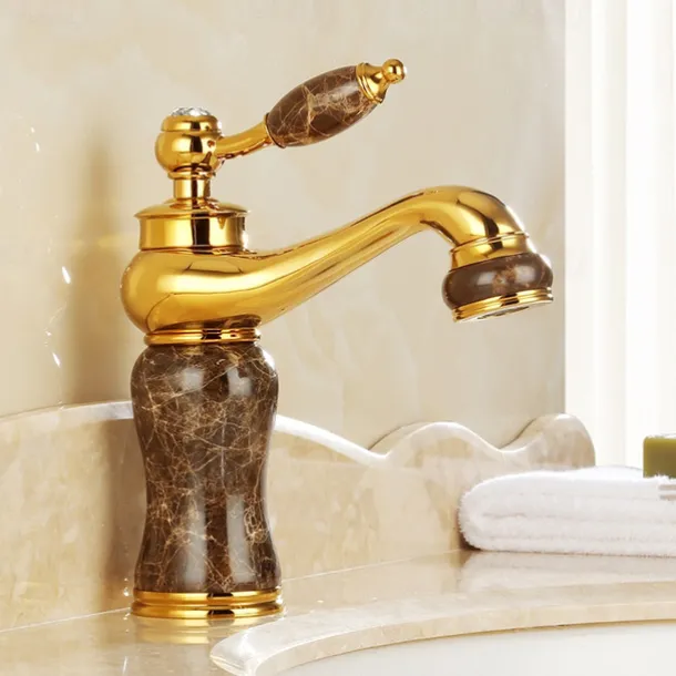 Widespread Bathroom Sink Mixer Faucet - Electroplated Centerset Handle One HoleBath Taps, Brass Basin Taps Single Handle with Hot and Cold Hose