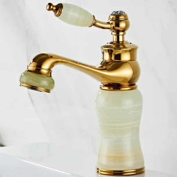 Widespread Bathroom Sink Mixer Faucet - Electroplated Centerset Handle One HoleBath Taps, Brass Basin Taps Single Handle with Hot and Cold Hose