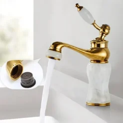 Widespread Bathroom Sink Mixer Faucet - Electroplated Centerset Handle One HoleBath Taps, Brass Basin Taps Single Handle with Hot and Cold Hose
