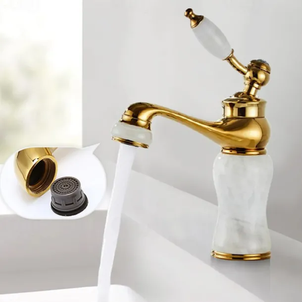 Widespread Bathroom Sink Mixer Faucet - Electroplated Centerset Handle One HoleBath Taps, Brass Basin Taps Single Handle with Hot and Cold Hose