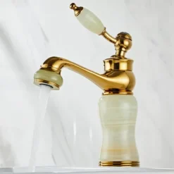 Widespread Bathroom Sink Mixer Faucet - Electroplated Centerset Handle One HoleBath Taps, Brass Basin Taps Single Handle with Hot and Cold Hose