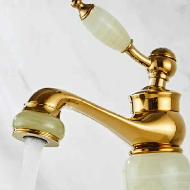 Widespread Bathroom Sink Mixer Faucet - Electroplated Centerset Handle One HoleBath Taps, Brass Basin Taps Single Handle with Hot and Cold Hose