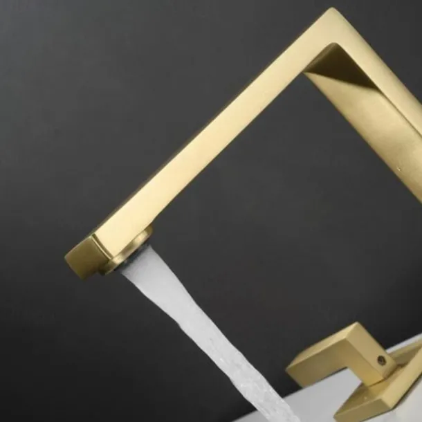 Widespread Bathroom Sink Mixer Faucet, 360 Swivel Brass 3 Hole 2 Handle Basin Tap Deck Mounted, Washroom Basin Vessel Water Tap with Hot and Cold Hose Black Chrome Golden White Grey