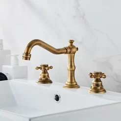 Widespread Bathroom Sink Faucet,Two Handle Three Holes, Brass ORB Bathroom Sink Faucet Contain with Supply Lines and Drain Plug and Hot/Cold Switch
