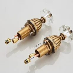 Widespread Bathroom Sink Mixer Faucet, 3 Holes 2 Handle Basin Tap, Retro Style Crystal Handle Brass Bathroom Sink Faucet Contain with Supply Lines and Hot Cold Water Hose Deck Mounted