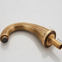 Widespread Bathroom Sink Mixer Faucet, 3 Holes 2 Handle Basin Tap, Retro Style Crystal Handle Brass Bathroom Sink Faucet Contain with Supply Lines and Hot Cold Water Hose Deck Mounted