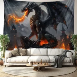Wild Dragon Hanging Tapestry Wall Art Large Tapestry Mural Decor Photograph Backdrop Blanket Curtain Home Bedroom Living Room Decoration