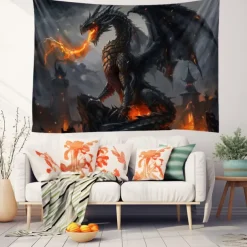 Wild Dragon Hanging Tapestry Wall Art Large Tapestry Mural Decor Photograph Backdrop Blanket Curtain Home Bedroom Living Room Decoration