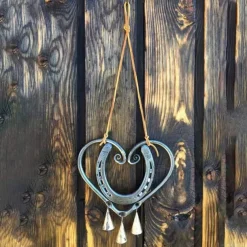 Wind Chimes Lucky Love Horseshoe , 3D Retro Double Sided Copper Wind Chimes, Love Wind Chimes Garden Window Decorations, Suitable for Valentine's Day Gifts, Bring Good Luck to Love