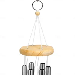 Wind Chimes with 6 Aluminum Tubes Wooden Wind Bell Memorial Wind Chimes Best Gift Chimes Decor for Garden Patio Outdoor Hanging Decor