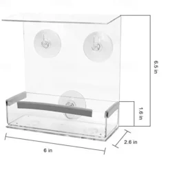 Window Bird Feeder with Strong Suction Cups - Clear Acrylic Bird Feeder for Outdoor Viewing, Large Capacity, Easy to Clean, Gift for Bird Lovers and Cat Owners