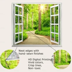 Window Landscape Wall Tapestry Art Decor Blanket Curtain Picnic Tablecloth Hanging Home Bedroom Living Room Dorm Decoration Polyester Forest