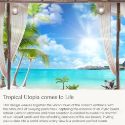 Window Landscape Wall Tapestry Art Decor Blanket Curtain Hanging Home Bedroom Living Room Decoration Coconut Tree Sea Ocean Beach