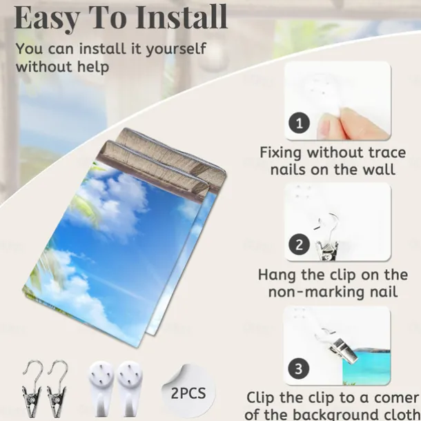 Window Landscape Wall Tapestry Art Decor Blanket Curtain Hanging Home Bedroom Living Room Decoration Coconut Tree Sea Ocean Beach