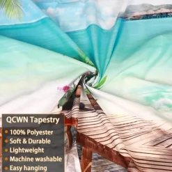 Window Landscape Wall Tapestry Art Decor Blanket Curtain Hanging Home Bedroom Living Room Decoration Coconut Tree Sea Ocean Beach