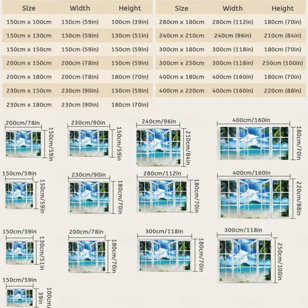 Window Scenery Hanging Tapestry Wall Art Large Tapestry Mural Decor Photograph Backdrop Blanket Curtain Home Bedroom Living Room Decoration