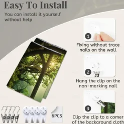 Window View Forest Hanging Tapestry Wall Art Large Tapestry Mural Decor Photograph Backdrop Blanket Curtain Home Bedroom Living Room Decoration