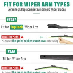 Windshield Wiper Blades Replacement for VW Volkswagen Golf 6/7/8 Premium All Weather Front Rear Wipers Set - OEM Quality