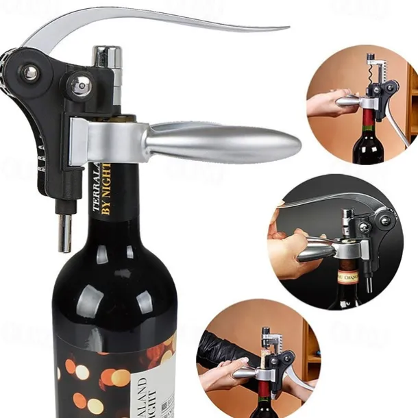 Wine Bottle Opener Rabbit Corkscrew Set Demenades Wine Opener Kit with Foil Cutter Wine Stopper and Extra Spiral Copper Silver