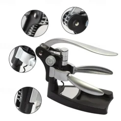 Wine Bottle Opener Rabbit Corkscrew Set Demenades Wine Opener Kit with Foil Cutter Wine Stopper and Extra Spiral Copper Silver