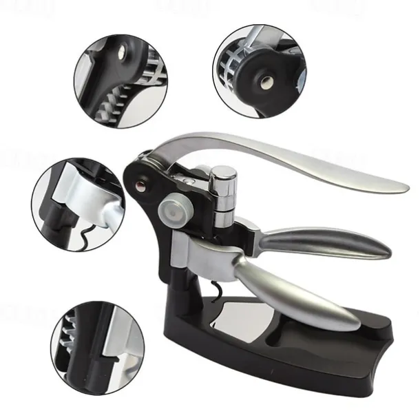 Wine Bottle Opener Rabbit Corkscrew Set Demenades Wine Opener Kit with Foil Cutter Wine Stopper and Extra Spiral Copper Silver