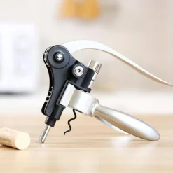 Wine Bottle Opener Rabbit Corkscrew Set Demenades Wine Opener Kit with Foil Cutter Wine Stopper and Extra Spiral Copper Silver