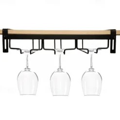 Wine Glass Rack Under Cabinet Stemware Holder Metal Wine Glass Organizer Glasses Storage Hanger for Bar Kitchen Home Black Gold White 3 Rows