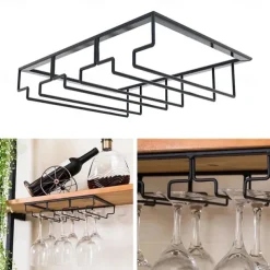 Wine Glass Rack Upside Down Wine Cabinet Goblet 3 to 5 Slot Wine Storage for Cabinet Shelf Hanger