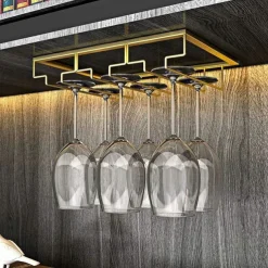 Wine Glass Rack Upside Down Wine Cabinet Goblet 3 to 5 Slot Wine Storage for Cabinet Shelf Hanger