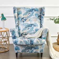 Wing Chair Slipcover Spandex Fabric Sofa Covers Wingback Armchair with a Seat Cushion Cover FloralPattern Furniture Protector for Living Room